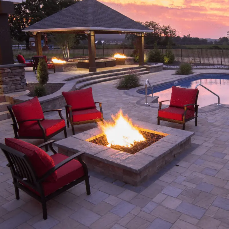 Outdoor gas fireplace on Las Vegas patio