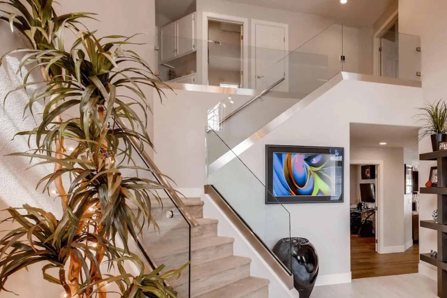 Glass stair railing residential Henderson